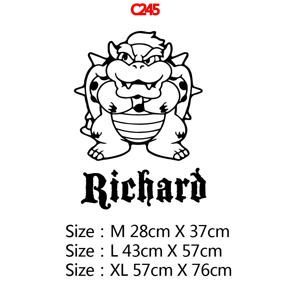 Coustom NameBowser Koopa Environmental Protection Vinyl Stickers For Kids Rooms Nursery Room Decor removable mural
