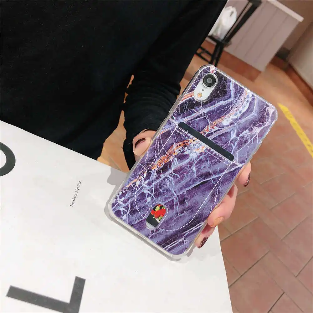 For Iphone X Case Marble TPU Case for Iphone 8 8Plus Credit Card Holder Back Cover for iphone 6 6plus 7 7plus Protective shell (9)