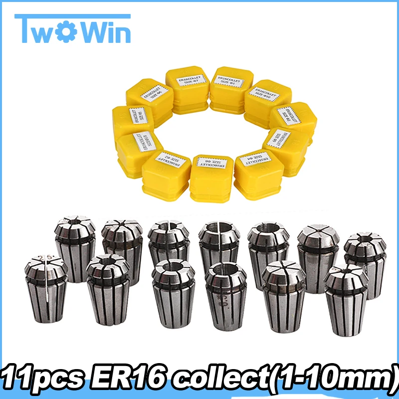 

ER16 Collet Set 11pcs Chuck From 1mm to 10mm Beating 0.1MM Precision For CNC Milling Lathe Tool and Spindle Motor