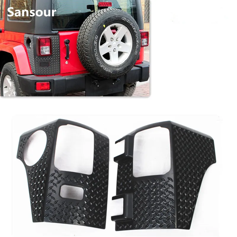 Sansour Car Lamp Hoods for Jeep Wrangler JK Car Rear Tail light Lamp Cover Guards Sticker Accessories for Jeep Wrangler JK 2007+