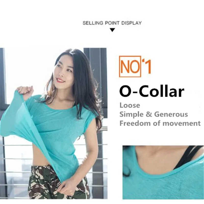 - 100pcs WomenampGirl Sport Loose GYM Fitness Running TShirt Quickdry Wicking Elastic Ultrathin Undershirt YOGA Short Sleeve Tops
