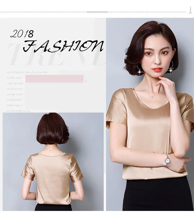 New Korea Fashion Blusas Mujer 2018 Summer Short Sleeve Plus Size Shirts Women Blouses Casual Wine Green Slik Tops Ladies (4)