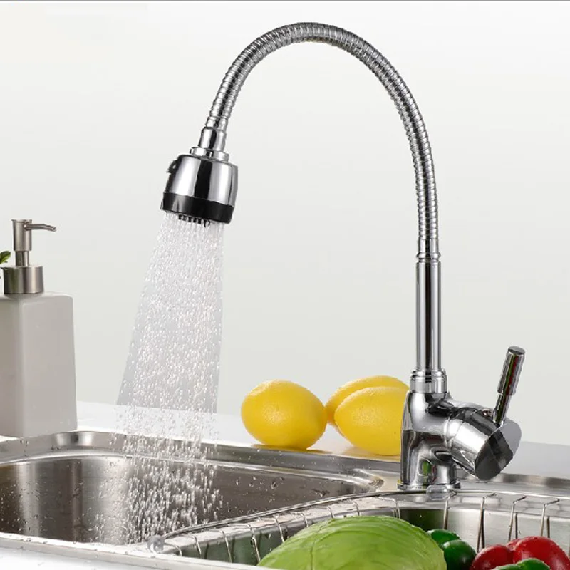 Free shipping Kitchen Faucets With Plumbing Hose All Around Rotate Swivel 2 Function Water Outlet Mixer