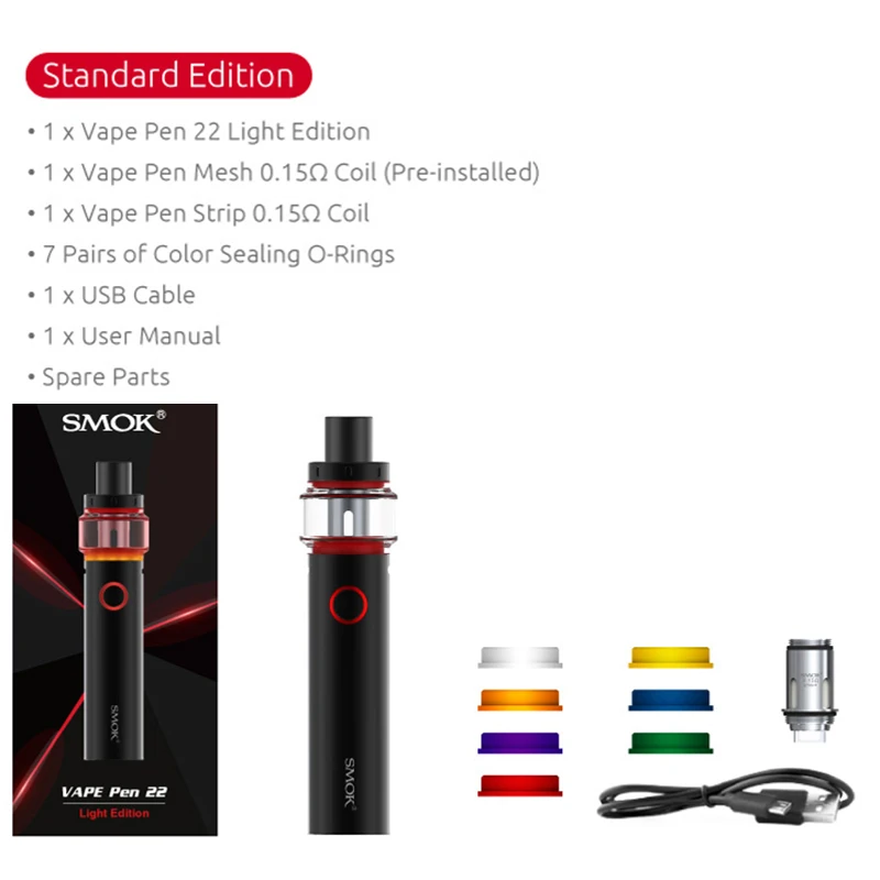 Preise SMOK Vape Stift 22 Licht Edition verdampfer Mit 1650 mah batterie zigarette electronique VS Stick Prinz Kit Vaper S3215