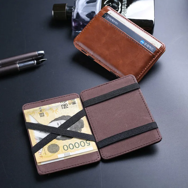 2020 New Arrival High Quality Leather Magic Wallets Fashion Small Men Money Clips Card Purse Thin Cash Holder 3 Colors