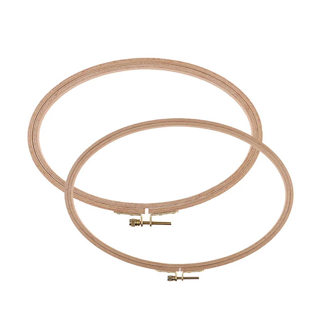 2pcs Oval Wooden Frame Hoop Circle Embroidery Set Round Machine Bamboo For Cross Stitch Hand DIY Household Craft Sewing 