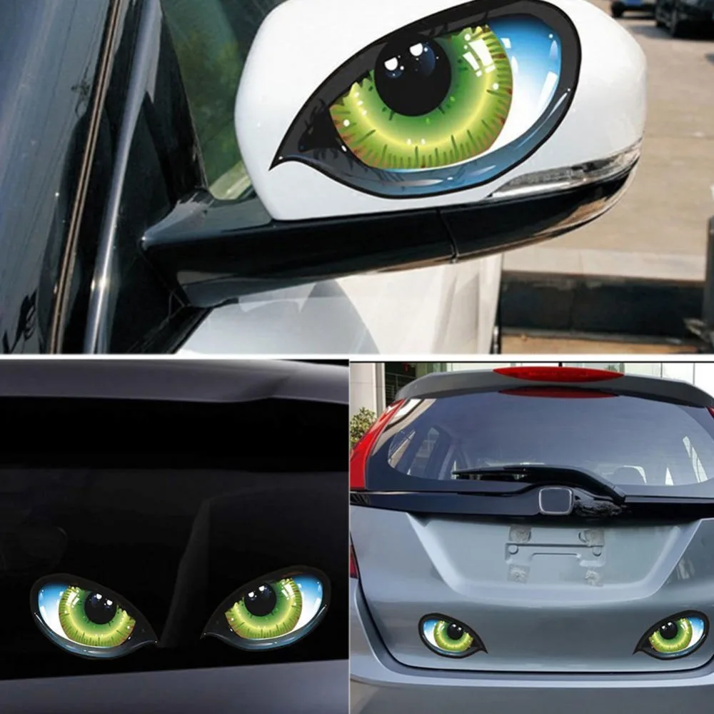 Crestive 3D Eyes Stickers Car Window Decal Reflective Sticker Cat Eyes Decals 