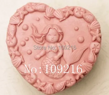 

wholesale!!!1pcs Heart-shaped Mermaid (Zx333) Silicone Handmade Soap Mold Crafts DIY Mould