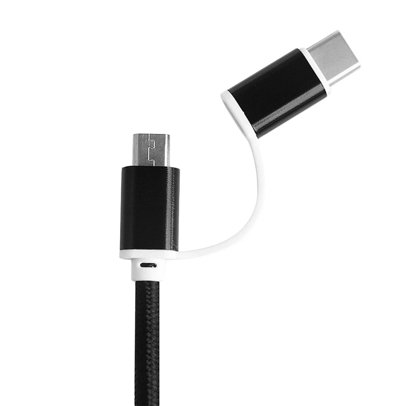 

2-In-1 USB 2.0 Male To USB 3.1 Type C/Micro USB Weave Data Fast Charging Cable