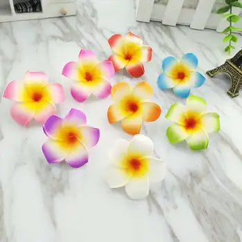 

PE foam imitation lint fake flower hairpin edge clip diy wedding decoration flowers 7 cm frangipani prop 100 PCS