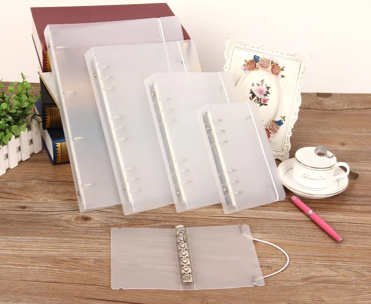 MUJI Style Transparent PP Notebook Cover 6 Hole Ring Binder Spiral A5