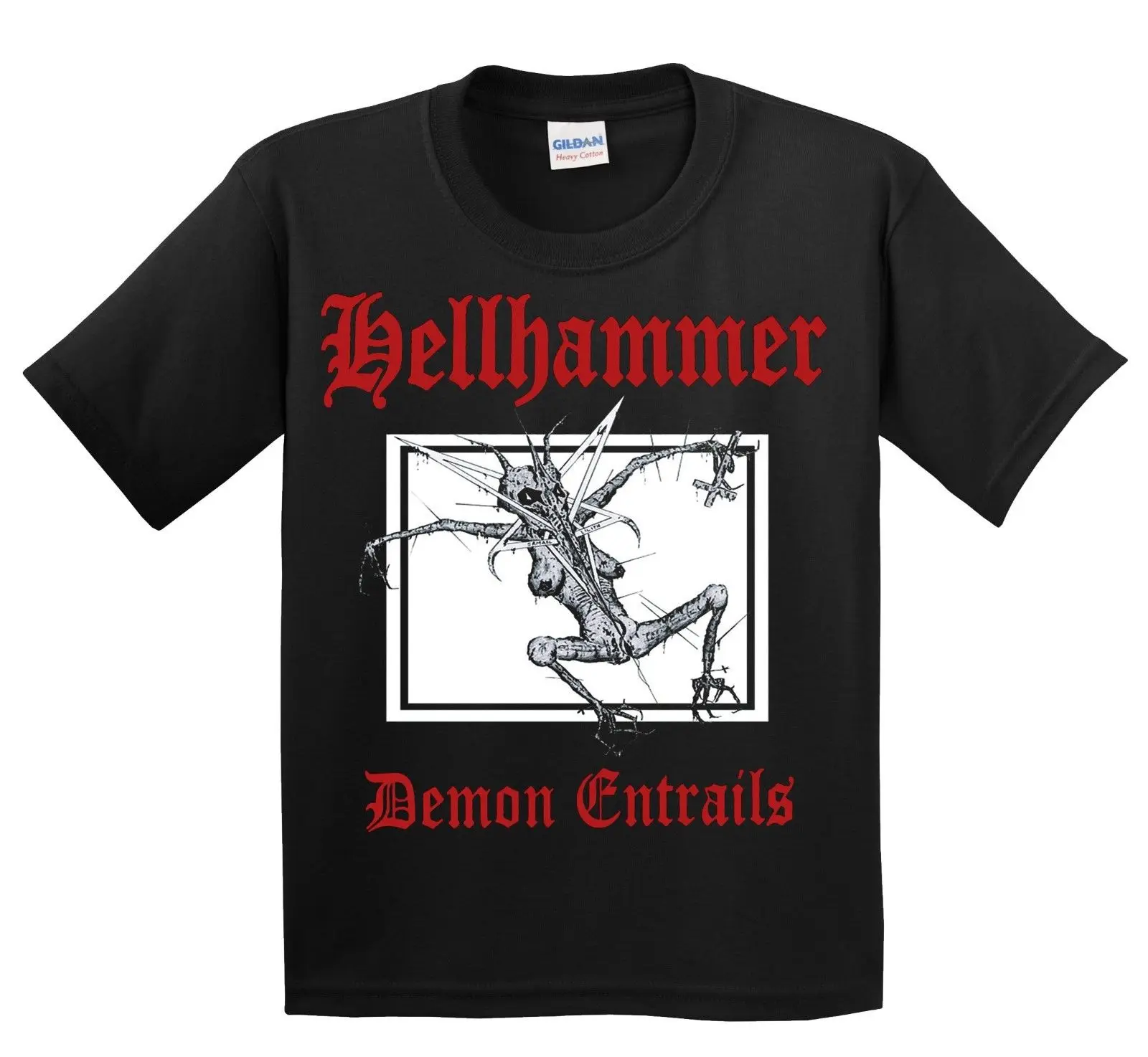 

Hellhammer Demon Entrails T Shirt Death Metal Black Mayhem Blasphemy Grave Von Design Style New Fashion Short Sleeve T-shirt