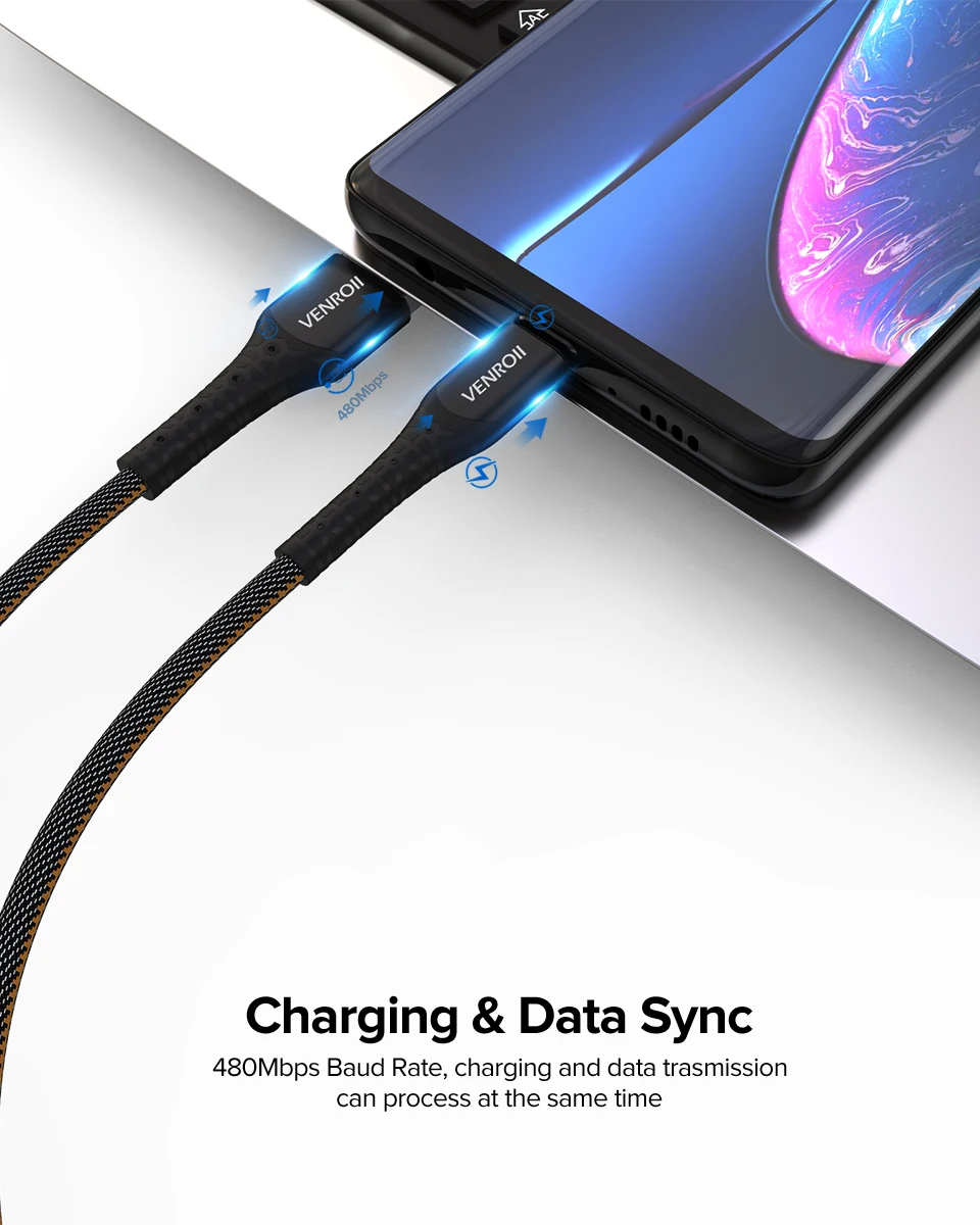 Venroii usb type C кабель 5A Supercharge для huawei P20 P30 mate 30 Pro Quick Charge 3,0 4,0 Быстрая зарядка type-C для Honor 20 10