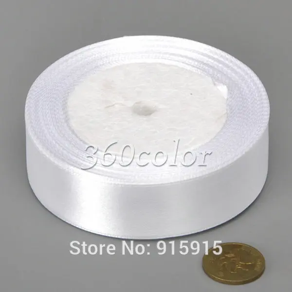 White 1 Roll 1" (25mm) 25yards/roll .single face satin ribbon