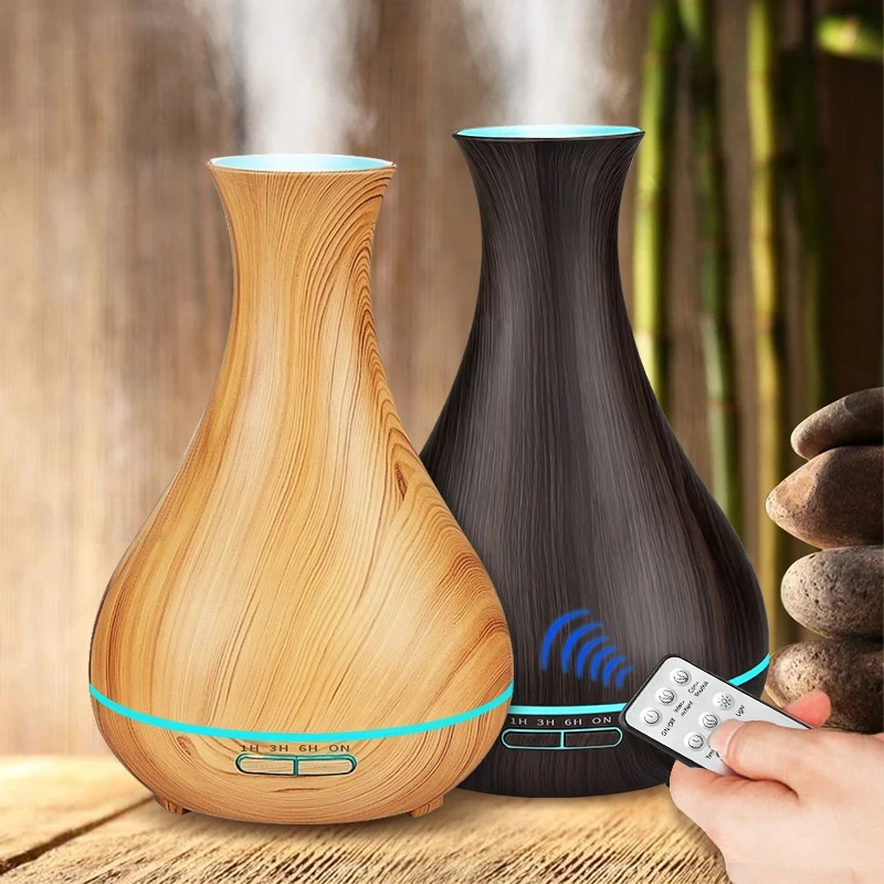 550ML Essential Oil Aroma Diffuser With Wood Grain Aromatherapy Diffuser 7 Color LED Lights For Home Ultrasonic Air Humidifier