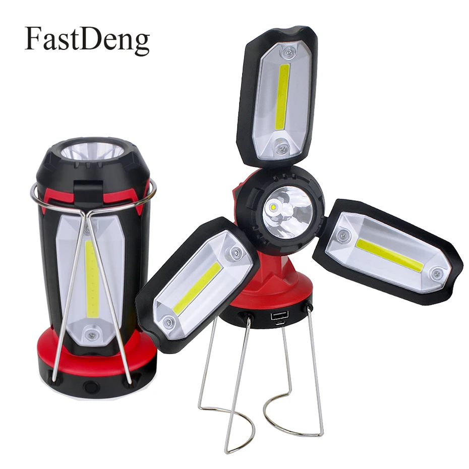 

Multifunction Rechargeable COB Work light LED Flashlight Camping Portable Lantern 6 Modes Deformable Fancy Lighting USB Cable
