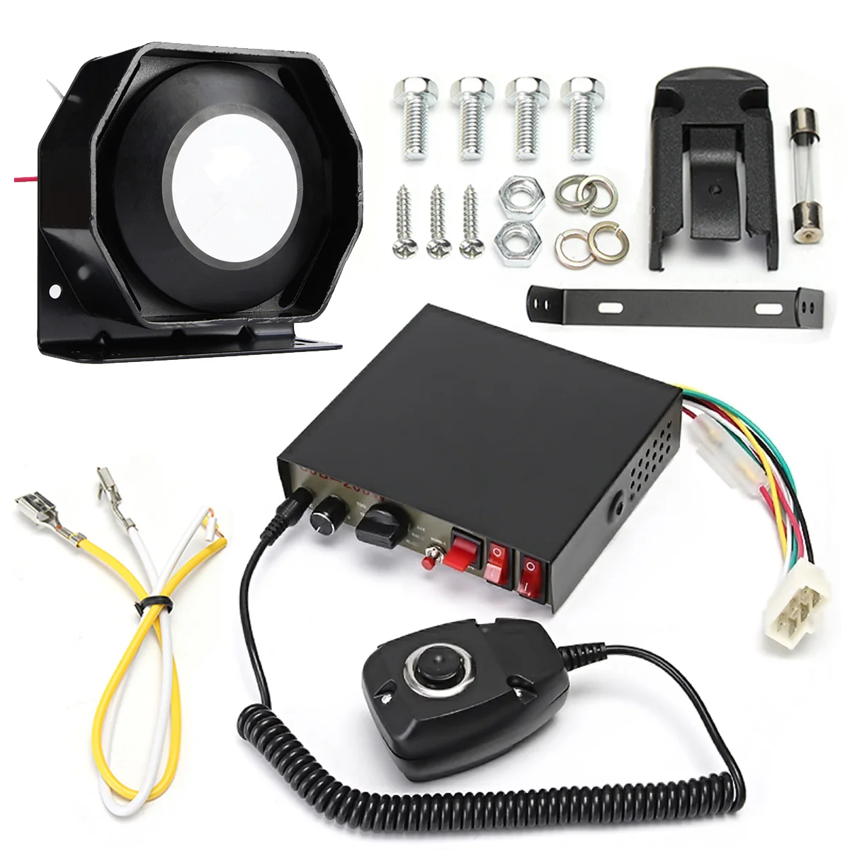 New 400W 8 Sound Loud Car Warning Alarm P olice Fire-S iren Horn PA Speaker MIC System