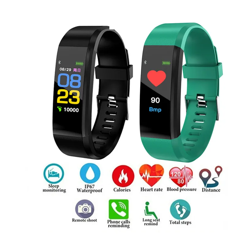 Color Screen Smart Bracelet Sports Pedometer Watch Fitness Running Walking Tracker Heart Rate Smart Band for Men Wome Watches afbeelding
