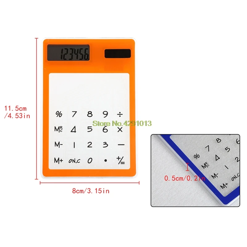 

Ultra Slim Transparent Solar Powered Calculator LCD Touch Screen 8 Digit Drop Shipping Support