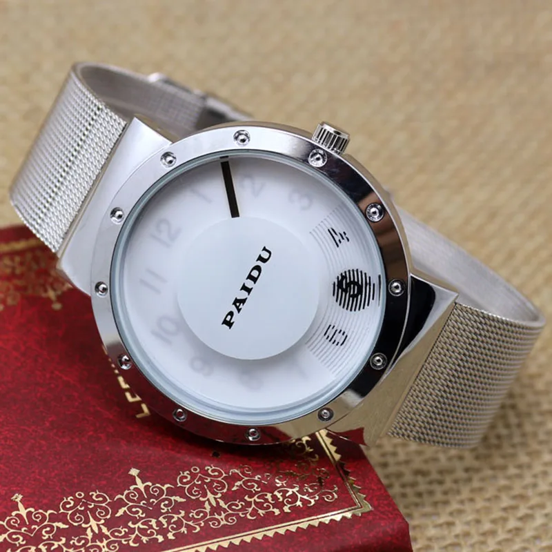 

Simple Black/White Metal Iron Mesh Steel Band Wrist Watch Men Special Design Creative Women Watches Girl Lady Gift
