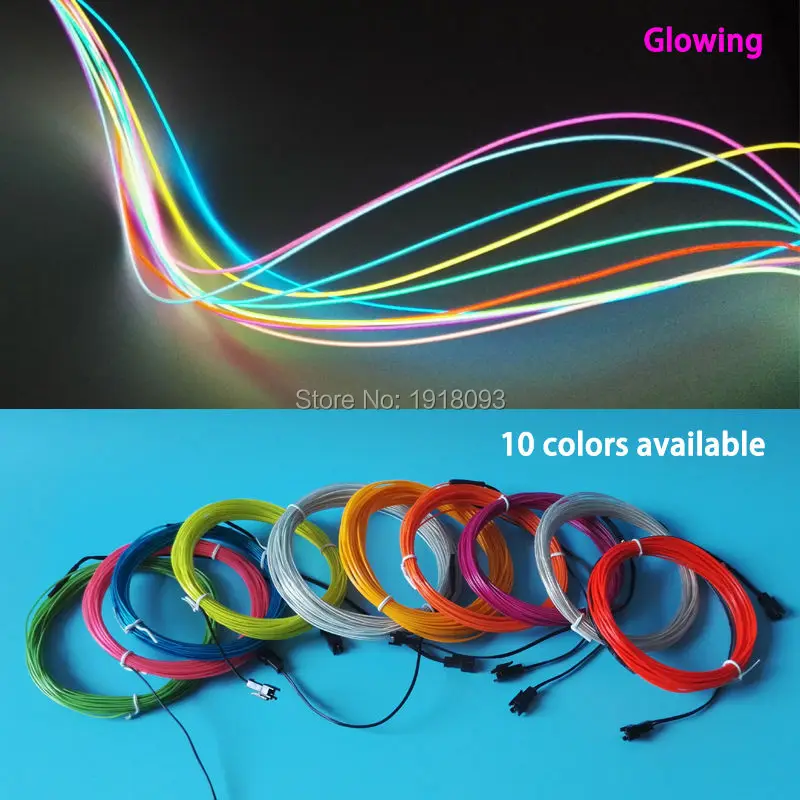 

10 Colors Choice 1.3mm 1-20 Meter EL Wire Tube Flexible LED Strip Light For Light-up Craft Model ,bag ,Decoration