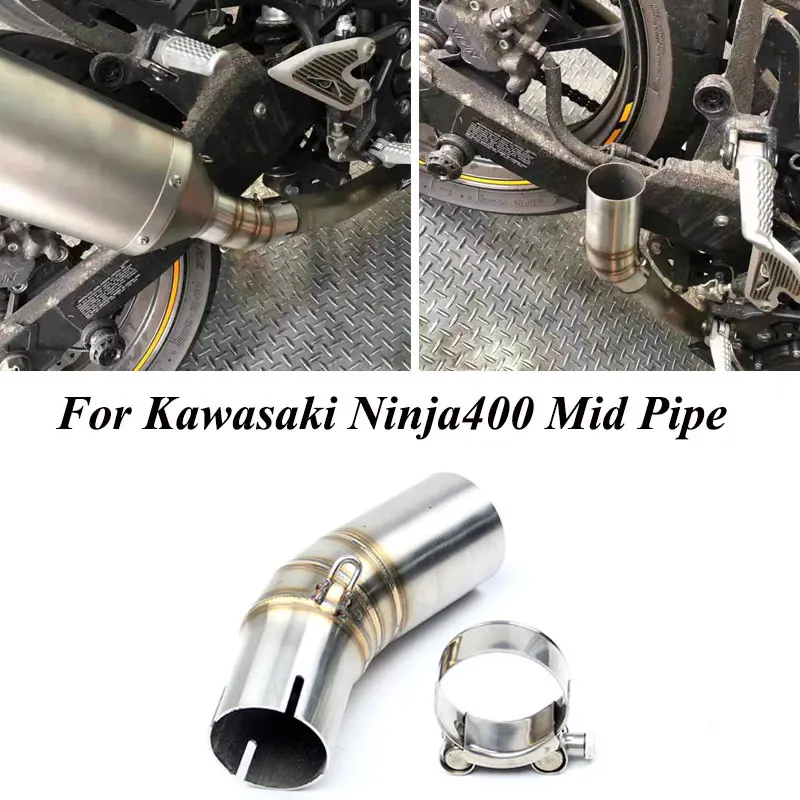 

Motorcycle Exhaust Mid Pipe Link Muffler Slip-On Pot Echappement Escape Moto Universel For Kawasaki Ninja400 Ninja 400 Z400 2019