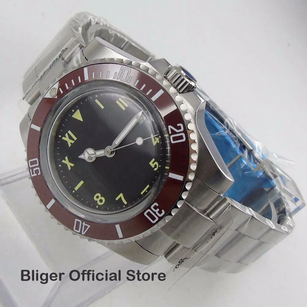 

Sterile Dial Automatic Men's Watch Luminous Hand SS Strap 40mm Auto Date Brushed Case Wristwatch