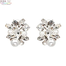 JUJIA Новинка Высокое качество Женская мода Кристалл с серьга с искусственным жемчугом дизайн массивные серьги