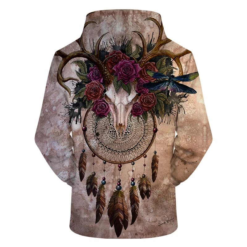 Kaufen Schädel dreamcatcher Durch Sunima Kunst 3D Druck Hoodies Männer Hoody Casual Sweatshirt Vintage Trainingsanzüge Pullover Hoodie Tier Mantel