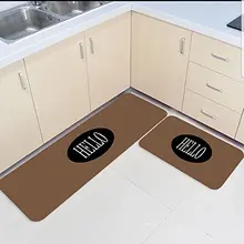 2 шт. кухонные подстилки и коврики набор коричневый Забавный Привет Слово домашний декор Нескользящие спальни Коврики Дверные для гостинной