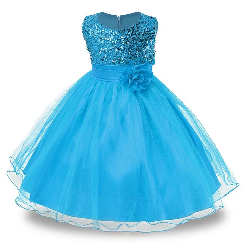 Платье с цветочным узором для девочек на свадьбу и вечеринку; Детский костюм; рождественские детские платья для девочек; платье принцессы; Vestido infantil - Цвет: Blue