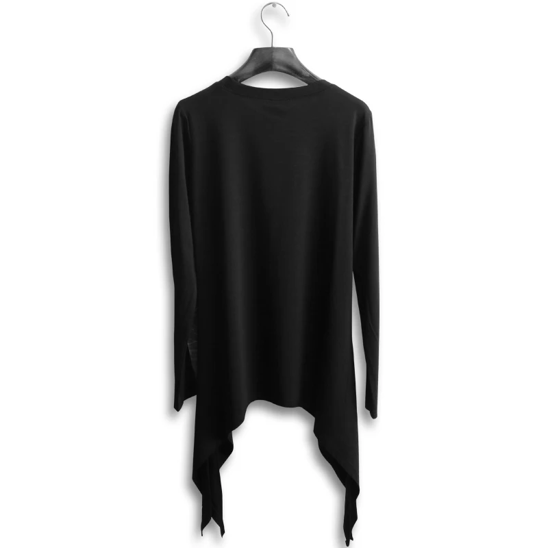 2016 amoi irregular dovetail split tide male cultivate one's morality round neck long sleeve T-shirt t-shirts t-shirts male