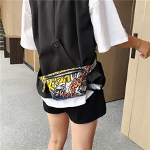 New Fashion Men Women Graffiti Print Casual Waist Bag Bum Fanny Pack Hip Hop Waist Packs Zip Belt Money Pouch Purse#40