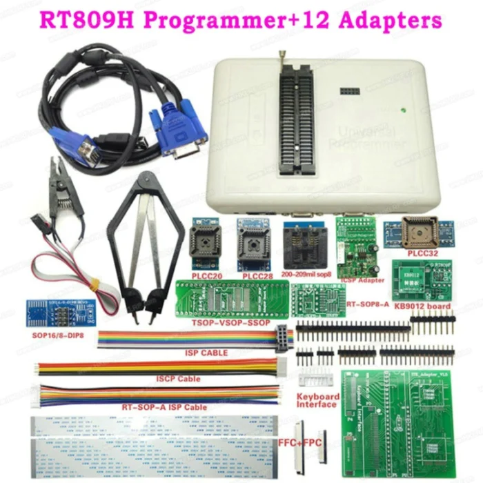 RT809HEMMC-Nand FLASH Универсальный USB программатор+ 55 элементов все адаптеры лучше, чем TL866II Plus RT809F ПРОГРАММАТОРЫ eeeprom - Цвет: RT809H 12Items