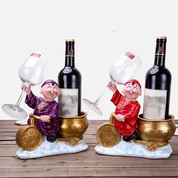 

Festive cartoon character resin wine rack Fun cartoon decorative wine holder Glass storage holder