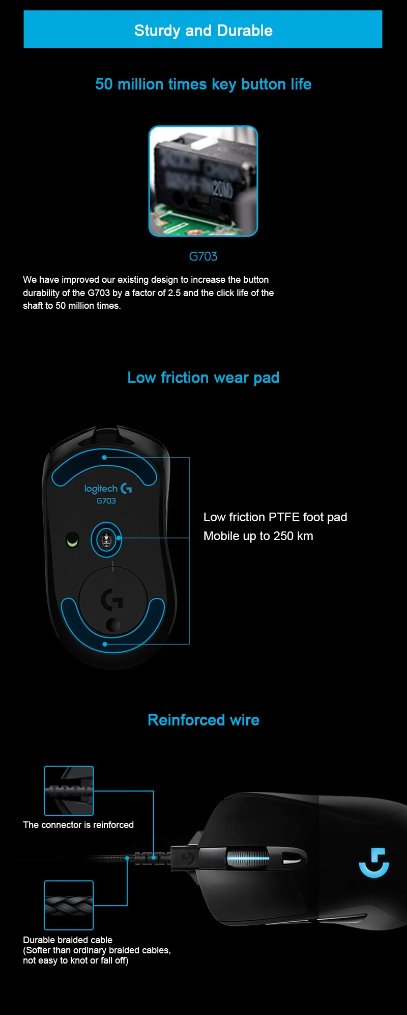 Беспроводная игровая мышь logitech G703 2,4 Ghz с RGB для ПК, ноутбука, настоящая оптическая эргономичная оптическая мышь 12000 dpi, официальный тест агентства