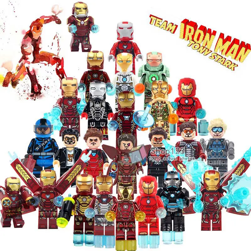

Single Sale Iron Man Marvel Super Heroes Tony Stark With Battle Suit Helmet Pepper Figure Building Blocks Toys Children