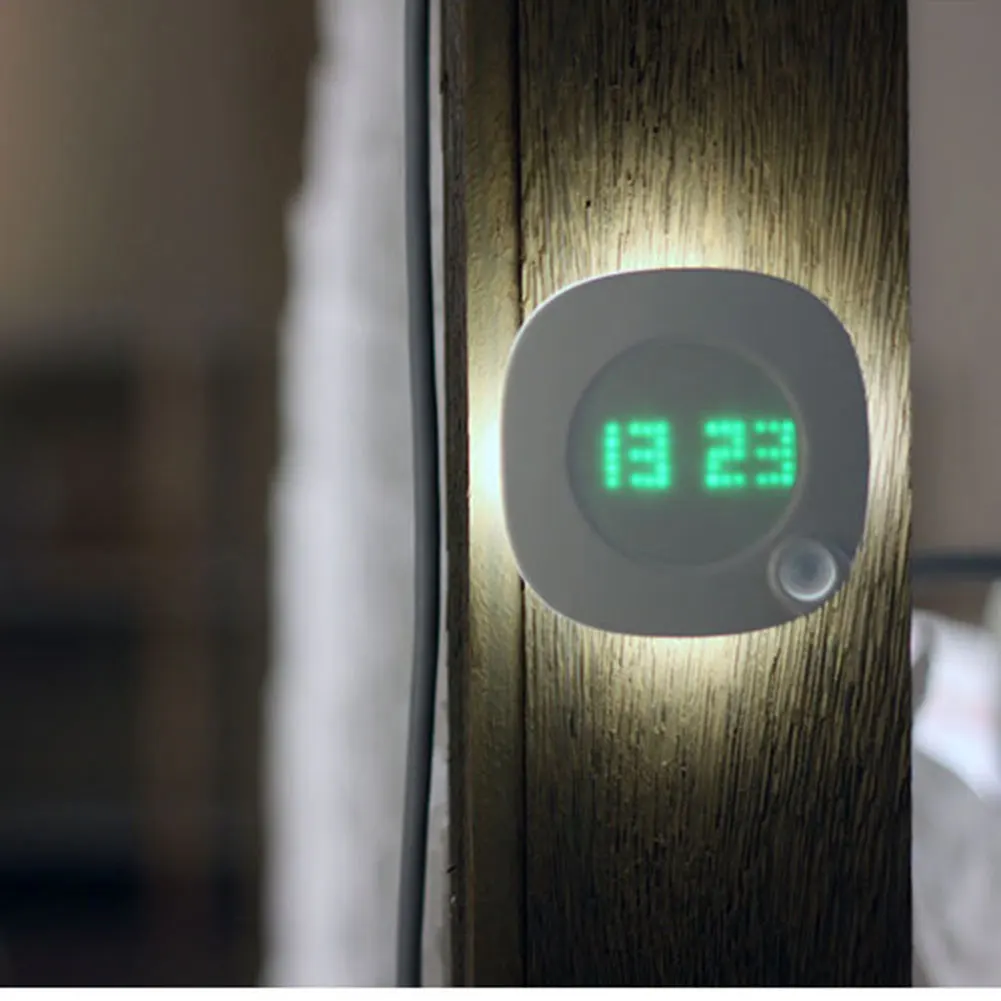 

LED Smart Night Light Human Body Induction Time Display Magnetic Wall Lamp for Bedroom HYD88
