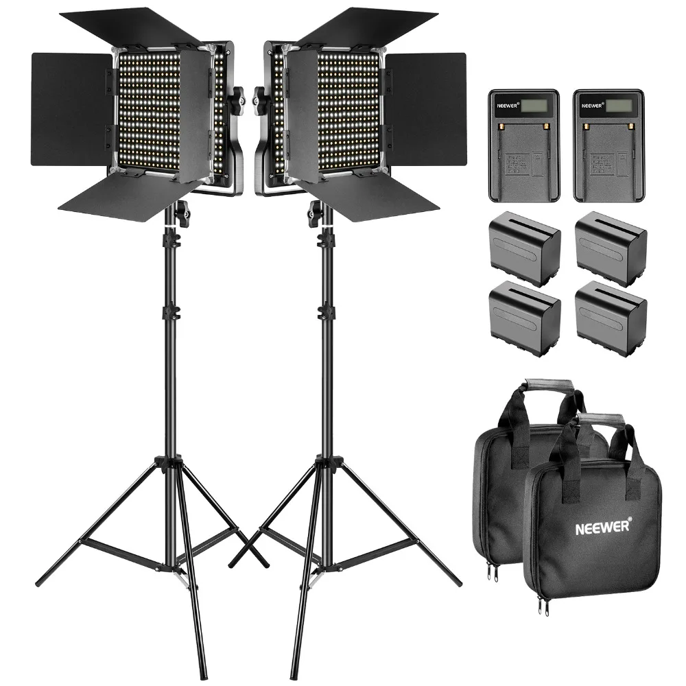 Neewer Bi color LED 660 Video Light and Stand Kit with Battery and Charger for Studio ouTube
