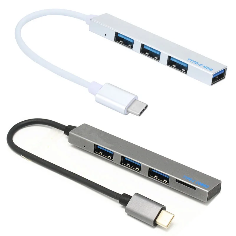 

Typec To 4 USB HUB Expander Ultra-Thin Mini 3 Port USB3.0 Hub USB C Combo Type C TF Microsd Card Reader Adapter for MACBOOK DELL