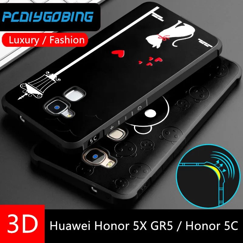 

PCDIYGOBING Luxury Shockproof Silicone 3D Cartoon Cover for Huawei Honor 5X GR5 /Honor 5C Case Cover for Huawei Honor 5C Cases