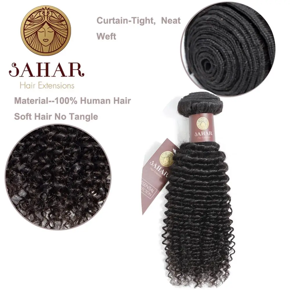 Paquete de pelo rizado SAHAR con 4*4 pelucas de cierre de encaje parte libre 3/4 + 1 extensiones brasileñas cabello Remy 100% humano