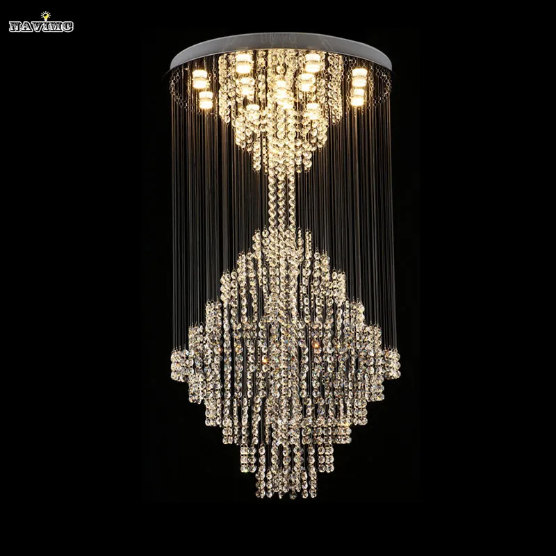 

Luxury Modern Large Crystal Chandeliers Lighting Fixture for Long Stair Hotel Villa