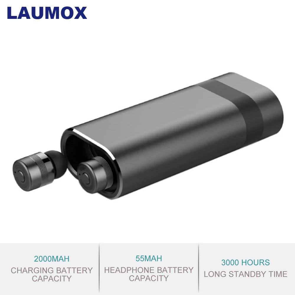 

LAUMOX Mini Wireless Bluetooth Earphone TWS 5.0 With Mobile Power Charging Box Stereo Noise Reduction Headset For Smartphone