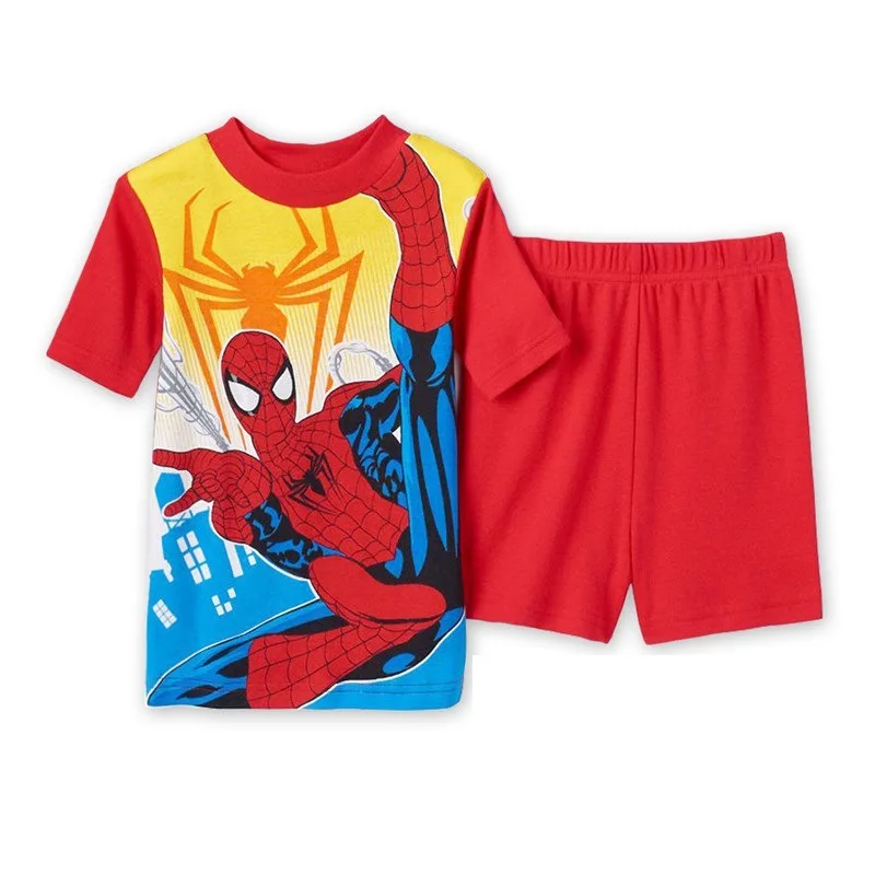 14 Kids Boys Girls Pajamas Cartoon Spider-Man Set Baby Sleepwear Cotton Superhero Costumes Shorts + Short Sleeve Tees Baby Clothing