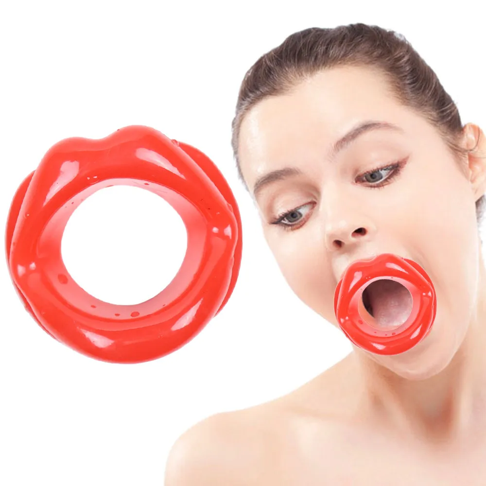

New Prank Funny Toy Rubber Lip Mouth Gag Open Oral Device Funny Toys for Women Games Bondage Toys Pink Red Practical Jokes