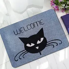Cartoon Cat Welcome Printing Rubber Doormat Non-slip Floor Rug Carpet Home Decor Useful
