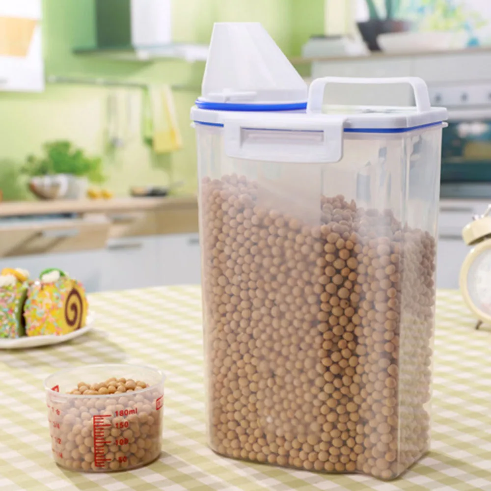 

Convenient and Practical 2L Kitchen Food Cereal Grain Bean Rice Plastic Storage Container Box 15*7.5*29cm
