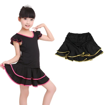 Wholesale Cute Spandex Latin Dance Skirt Girls Kids Children Ballroom Dancing Skirt Inside With Shorts Mini Skirt 3