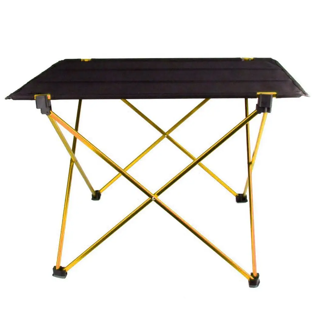 Открытый Кемпинг пикника портативный ультра-легкий алюминиевый сплав складной, ультра-легкий, складной мешок для хранения стола - Цвет: gold